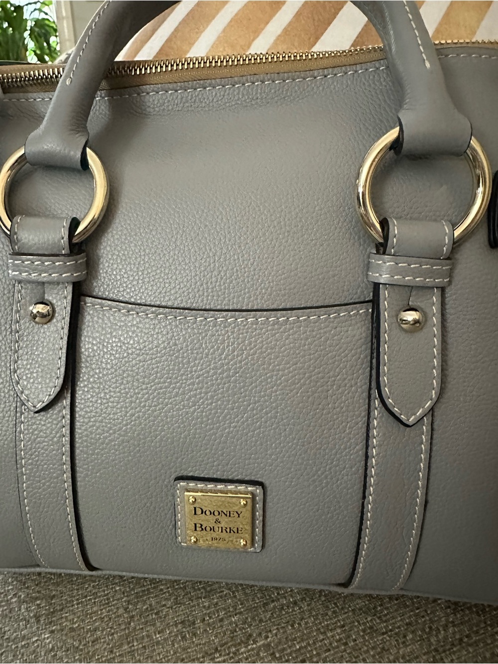 Dooney & Bourke Satchel 30 Grey Sorrento Leather With Pocket NWT $508 MSRP - Picture 13 of 16